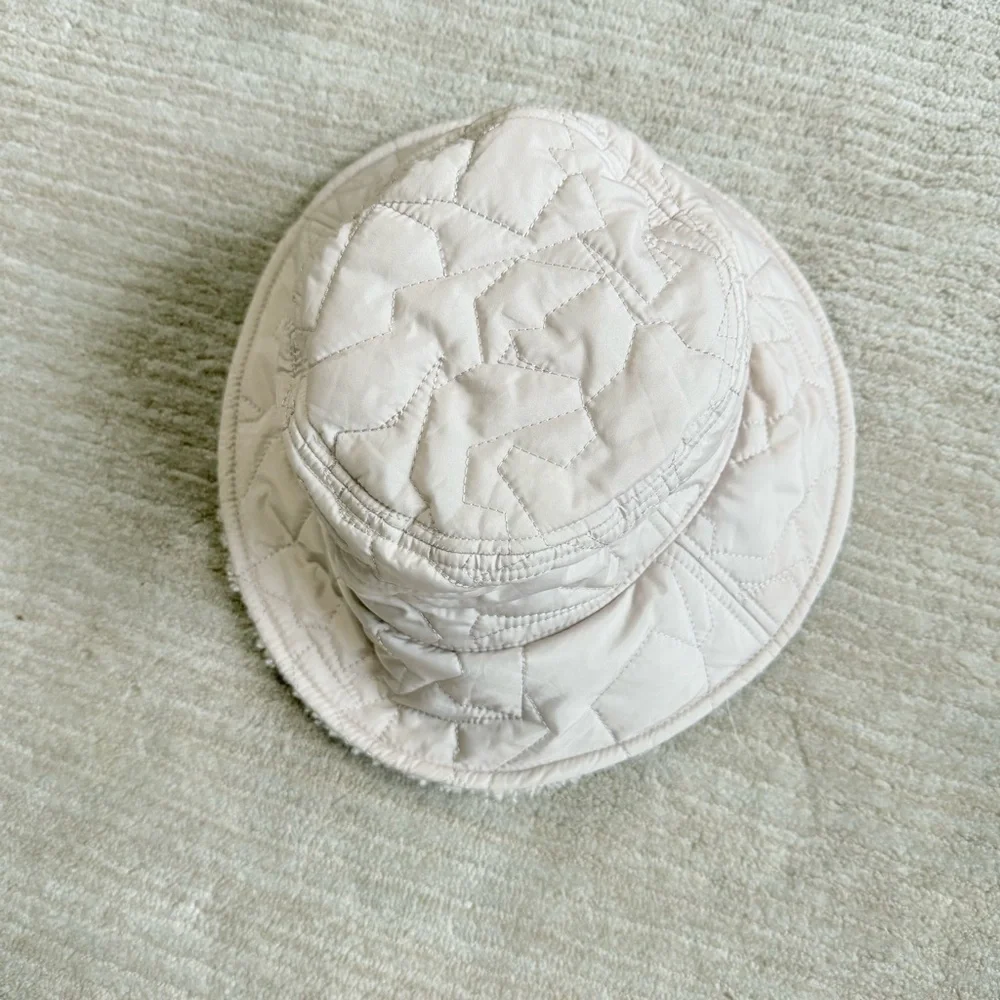 Rag & Bone Reversible Beige Sherpa and Quilted Nylon Addison Bucket Hat